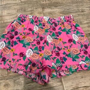 Girls Janie and Jack pink floral shorts. size 16